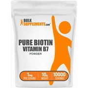 BulkSupplements Pure Biotin Powder - 1mg per Serving - 10 Grams (0.4 oz) - 10000 Servings