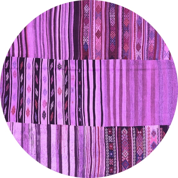 Ahgly Company Indoor Round Patchwork Purple Transitional Area Rugs, 5' Round