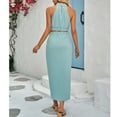 thumbnail image 4 of Crop Top vestido sin mangas elegante asimétrico casual slit Halter Masajeadores de cuello mujeres dos piezas trajes para viajes calle azul L, 4 of 6