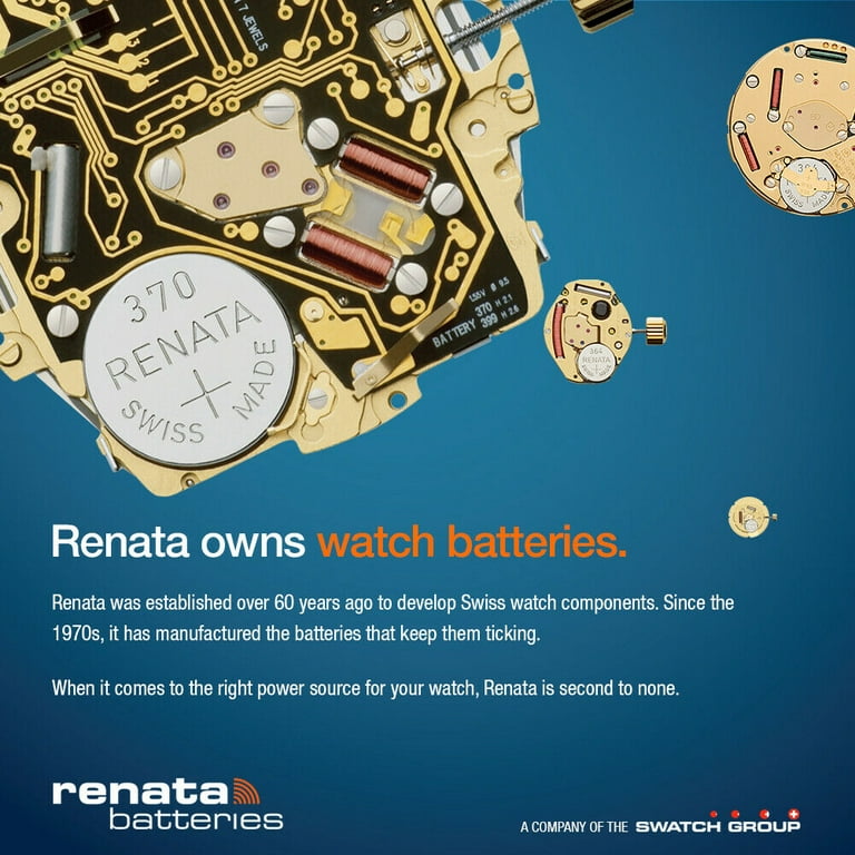 Renata 371 SR920SW Batteries - 1.55V Silver Oxide 371 Watch Battery (2  Count)