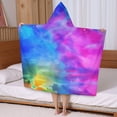 thumbnail image 5 of Colorful Tie Dye Pattern Hooded Bath Towel，50"x30" for Ages 3 To 12 Kids, Quick Dry Lightweight Soft Microfiber Hood Beach Towel Cover Up for Kids, 5 of 7