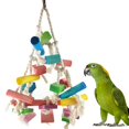 thumbnail image 2 of Wooden Parrot Block Toy Interactive Cotton Rope Bird Chew Toy Parrot Cage Toy, 2 of 10