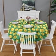 thumbnail image 2 of Yellow Lemon Fruit Dots Green Pattern Round Tablecloth 60"x60",Wrinkle Wipeable Table Cloth for Kitchen Dining Room Picnic Patio Party, 2 of 6