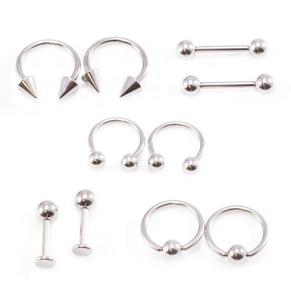 Basic 10 PC Horseshoe Captive Nipple Labret Piercing Jewelry 14G