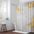 thumbnail image 6 of Impressionist Style Shower Curtain for Bathroom Decor, Yellow Gary Color Block Oil Painting Waterproof Fabric Shower Curtain, 60"x72" Set with 12 Hooks, 6 of 9