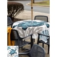 thumbnail image 5 of Outdoor Tablecloth with Umbrella Hole for Patio/Picnic/Party/Camping, Coastal Turtle Waterproof Table Cloth Square Cover Washable, Blue Ocean Coral Conch Beach Nautical (54"x 54"), 5 of 9