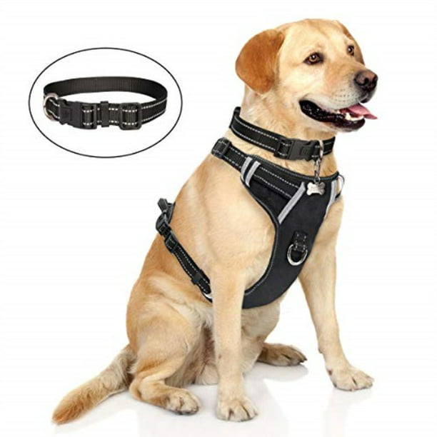 Winsee Dog Harness No Pull Pet Harnesses With Dog Collar Adjustable Reflective Oxford Outdoor Vest Front Back Leash Clips For Small Medium Large Extra Large Dogs Easy Control Handle For Walking Walmart Com