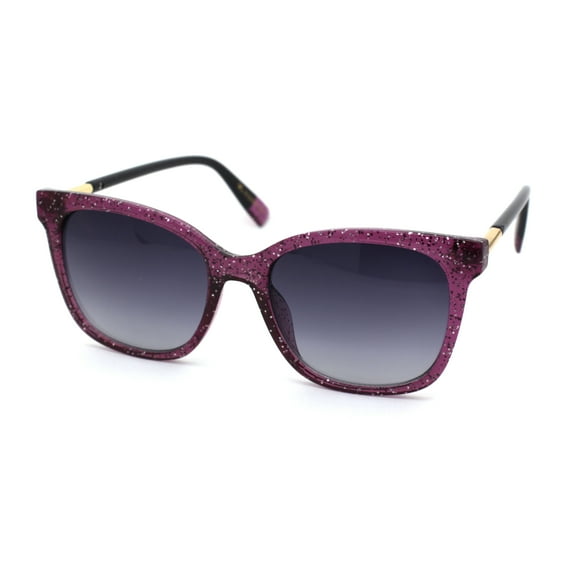 Womens Snug Thin Plastic Boyfriend Horn Rim Sunglasses Purple Smoke