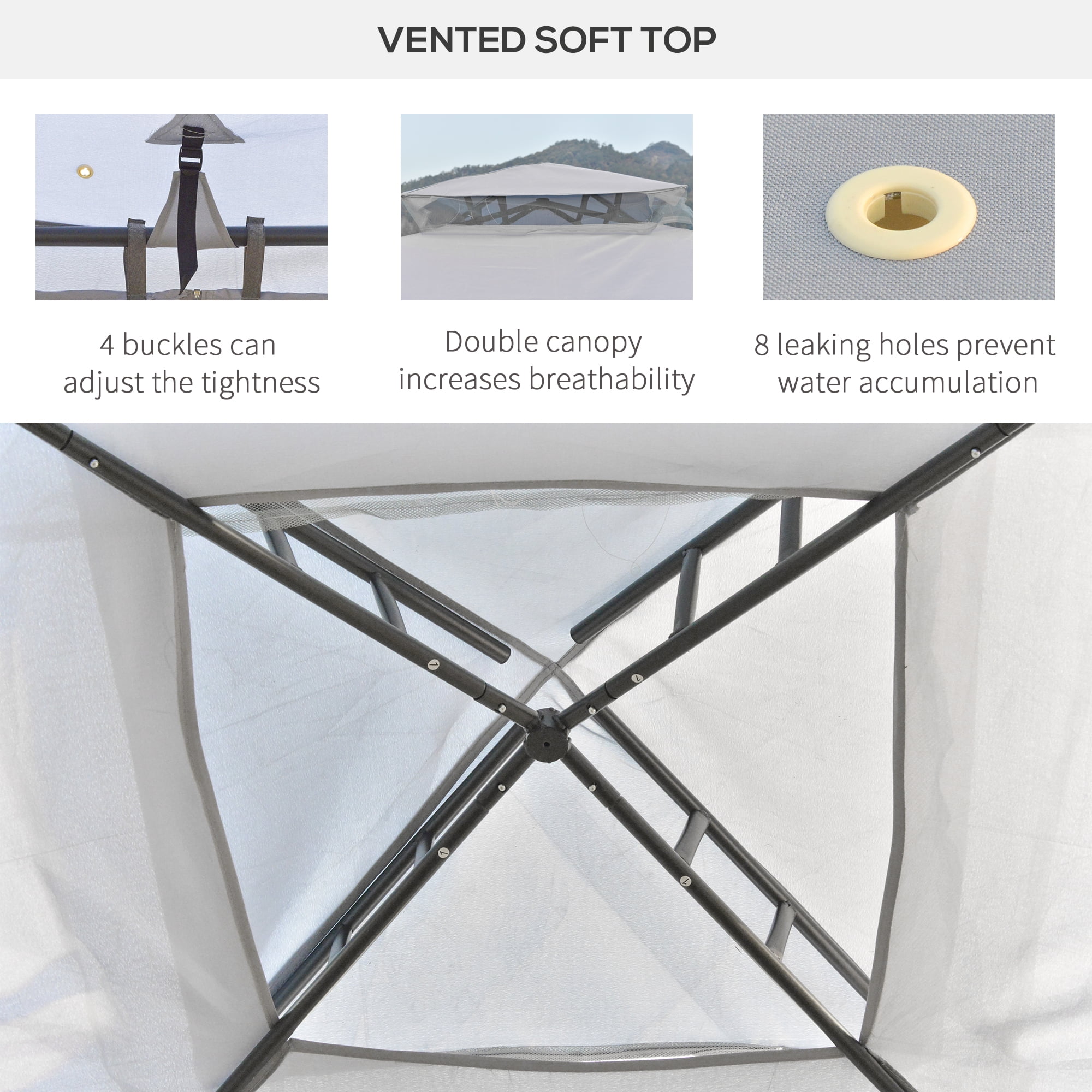 Outsunny 9.6' x 9.6' Patio Gazebo, Outdoor Canopy Shelter, Gray