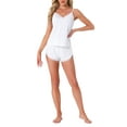 thumbnail image 2 of Conjuntos de pijama para mujeres INSPIRE CHIC, ropa de noche sin mangas, top de tirantes con ribete de encaje en forma de V y pantalones cortos, trajes de lencería XS en blanco, 2 of 6