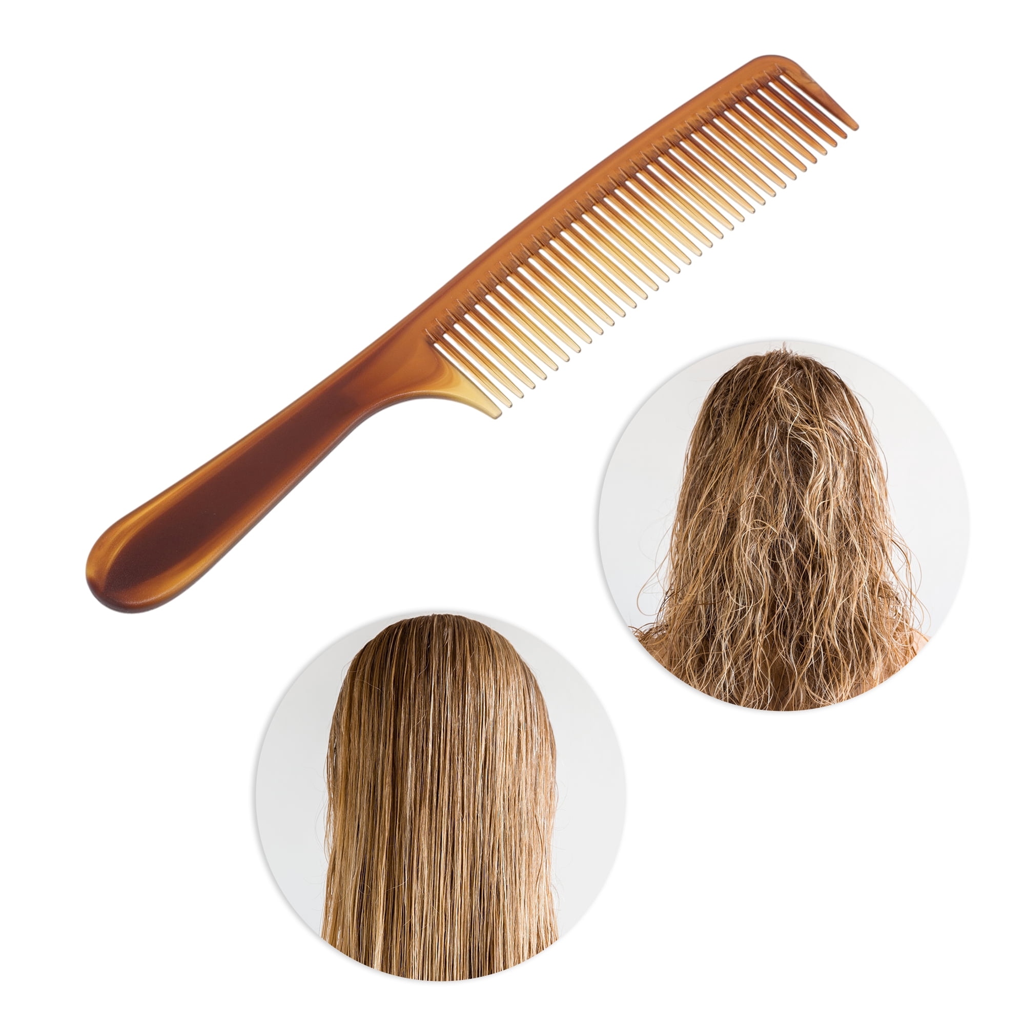 Unique Bargains Durable Two Color Flat Comb for Women in Amber Color for All Hair Types