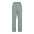 thumbnail image 5 of JINMGG Womens Clearance Plus Size Pants Women Solid Cotton Linen Ankle-Length Pants Pokets Casual Elastic Trousers Long Pants Trousers Gray XL, 5 of 8