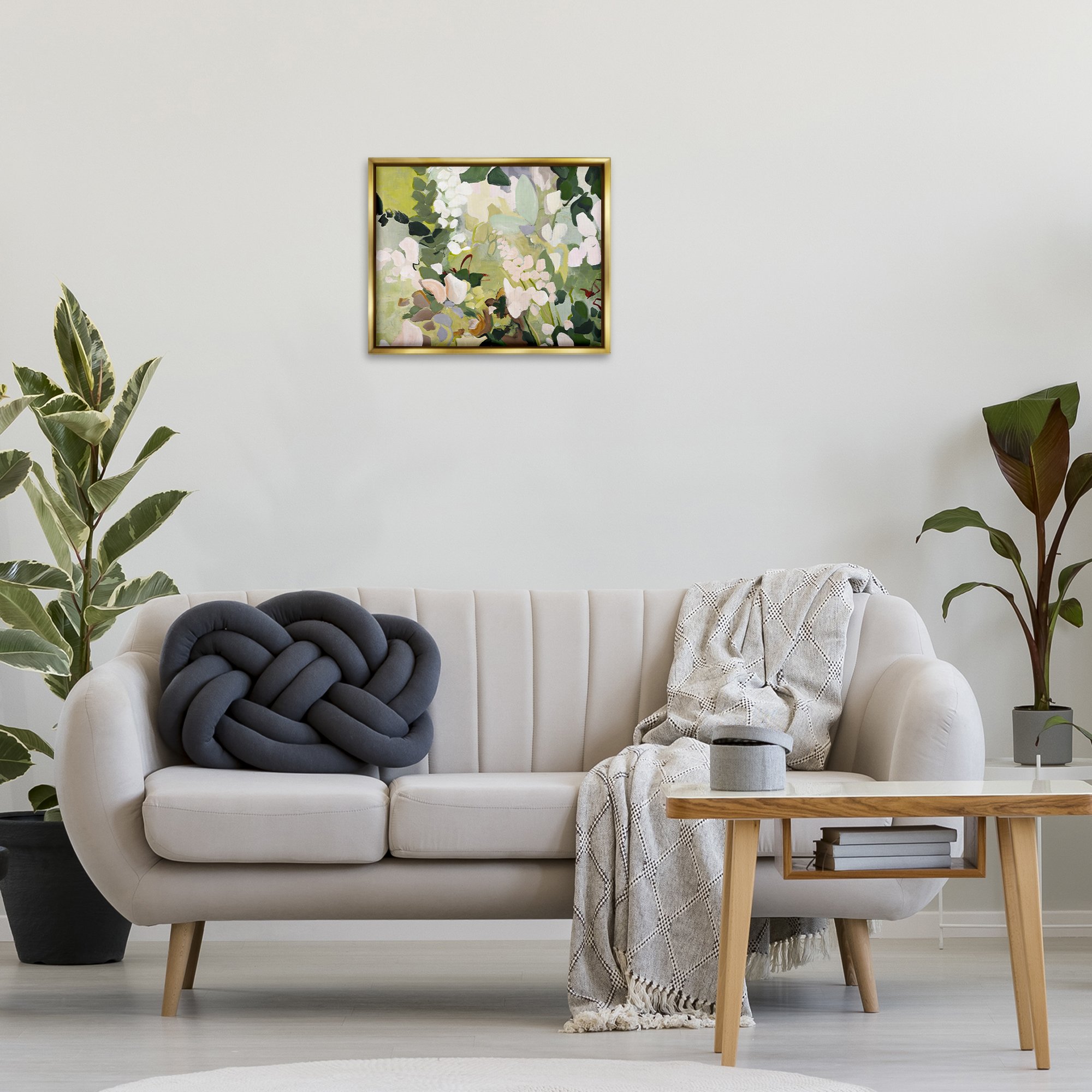 Stupell Industries Modern Botanical Impressions Plants & Flowers Painting Gold Floater Framed Canvas Art Print Wall Art, 21 x 17