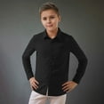 thumbnail image 2 of XAOWF Child Boys Casual Shirt Solid Color Long Sleeve Slim Fit Comfortable Breathable Turndown Collar Button Down Shirt Teen Boy Stylish Tops 2025 3-4 Years, 2 of 5