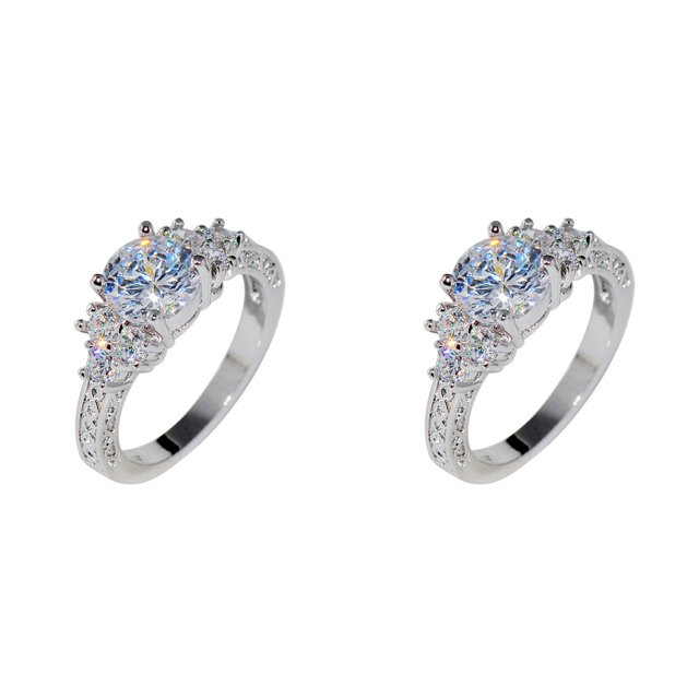 (2-Pack) Rinsvye Natural Silver Gemstone Court Finger Rings for Men Birthstone Bride Engagement Wedding Dick Rings Ring