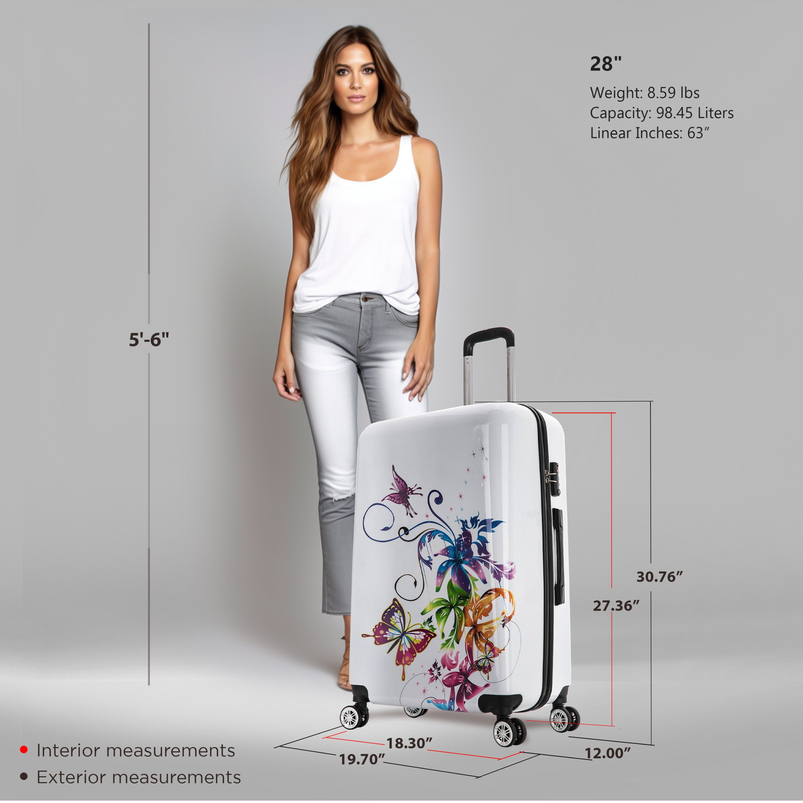 InUSA Print 28" Hardside Lightweight Luggage with Spinner Wheels, Handle and Trolley, Fusion