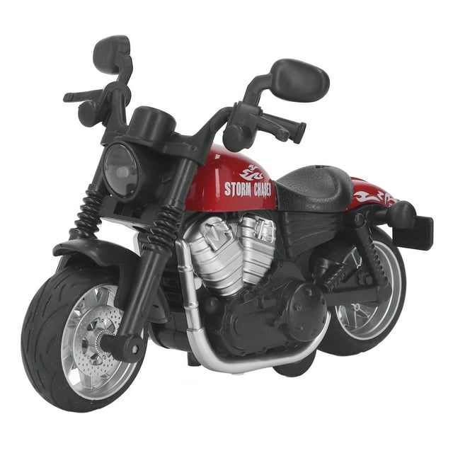 Motocicleta de aleación a escala 1:16, juguete con luz de sonido, mejora la coordinación mano-ojo, modelo de motocicleta extraíble para niños, color rojo