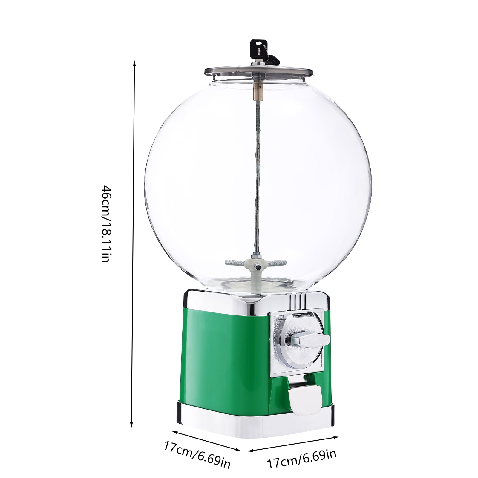 19.7" Tall Gumball Machine 375 Gumballs Candy Vending Machine for Commercial Home Green