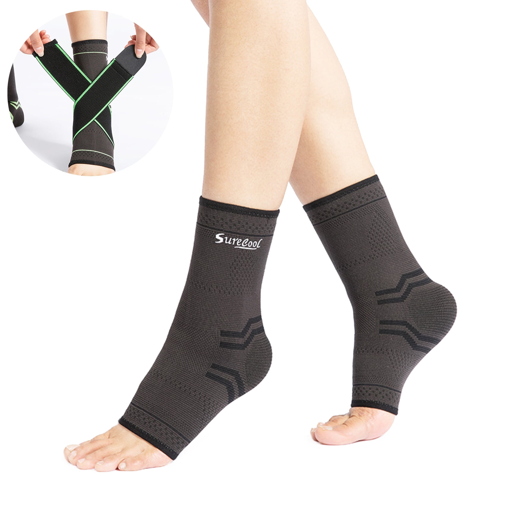 Ankle Brace Support Socks Compression Sleeve Wrap Foot Fasciitis Pain Relief 