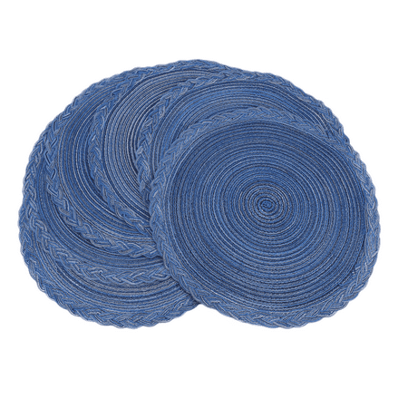 

Round Braided Placemats for Dining Table 6 - Woven Heat Resistant Non- Kitchen Table Mats 36 Diameter Blue