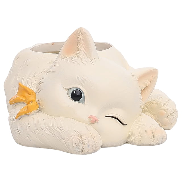 Adornos de resina para maceta suculenta de gato, estatua de gatito de escritorio, decoración artesanal (descanso)