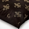 thumbnail image 2 of 22x22 inch (55x55 cm) Pillow Case, Brown Decorative Pillow Cover, Gold Beads Fluer De Lis Geometric Pillow Cover, Silk Square Throw Pillow Cover, Contemporary, French - Fleur De Lis, 2 of 3