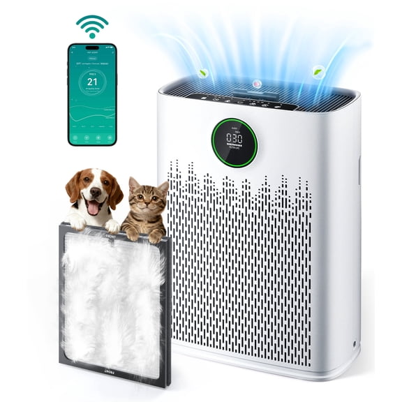 Smart Air Purifier for Home Large Rooms, with WiFi Control, Smart Mode, AQI Display, 20dB Sleep Mode & Aromatherapy, Covers Up to 2300Ft² with 2X-Power Filtration