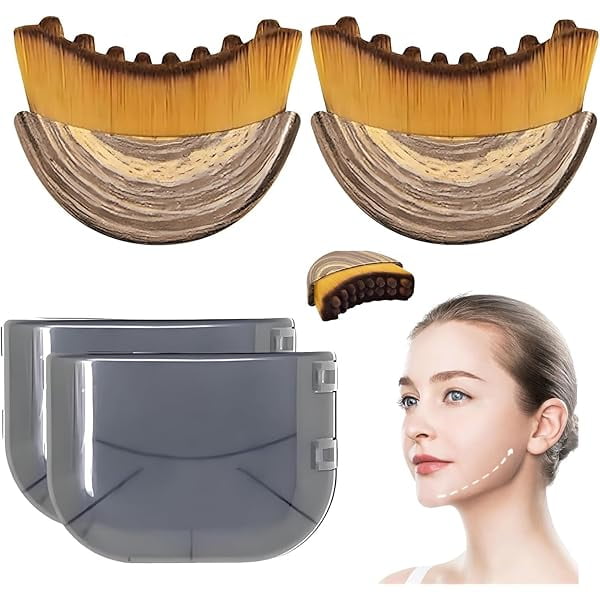 wonima11 2PCS Lymphatic Contour Face Brush - Ultra-Soft Bristles for Chin & Jawline Sculpting, Facial Lymphatic Drainage Massager, Ergonomic Design