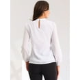 thumbnail image 3 of DARING DIVA Women's Work Office Mock Neck Long Sleeve Blouse XS White, 3 of 6