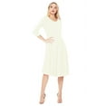 thumbnail image 2 of Women's Loose Fit 3/4 Sleeve Round Neck Jersey Knit A-Line Solid Midi Dress, 2 of 4
