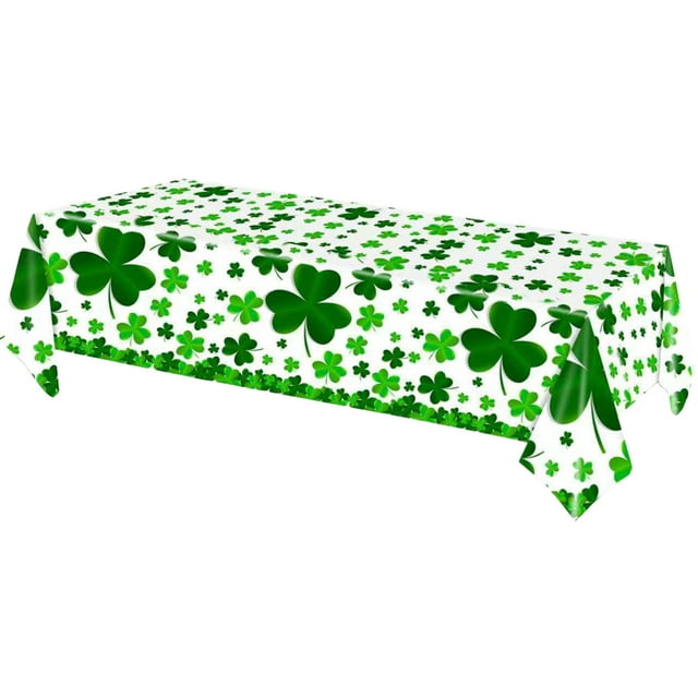 St. Patrick's Day Clovers-Themed Disposable Tableware Set – Shamrock Printed Tablecloth for Holiday Parties & Picnics
