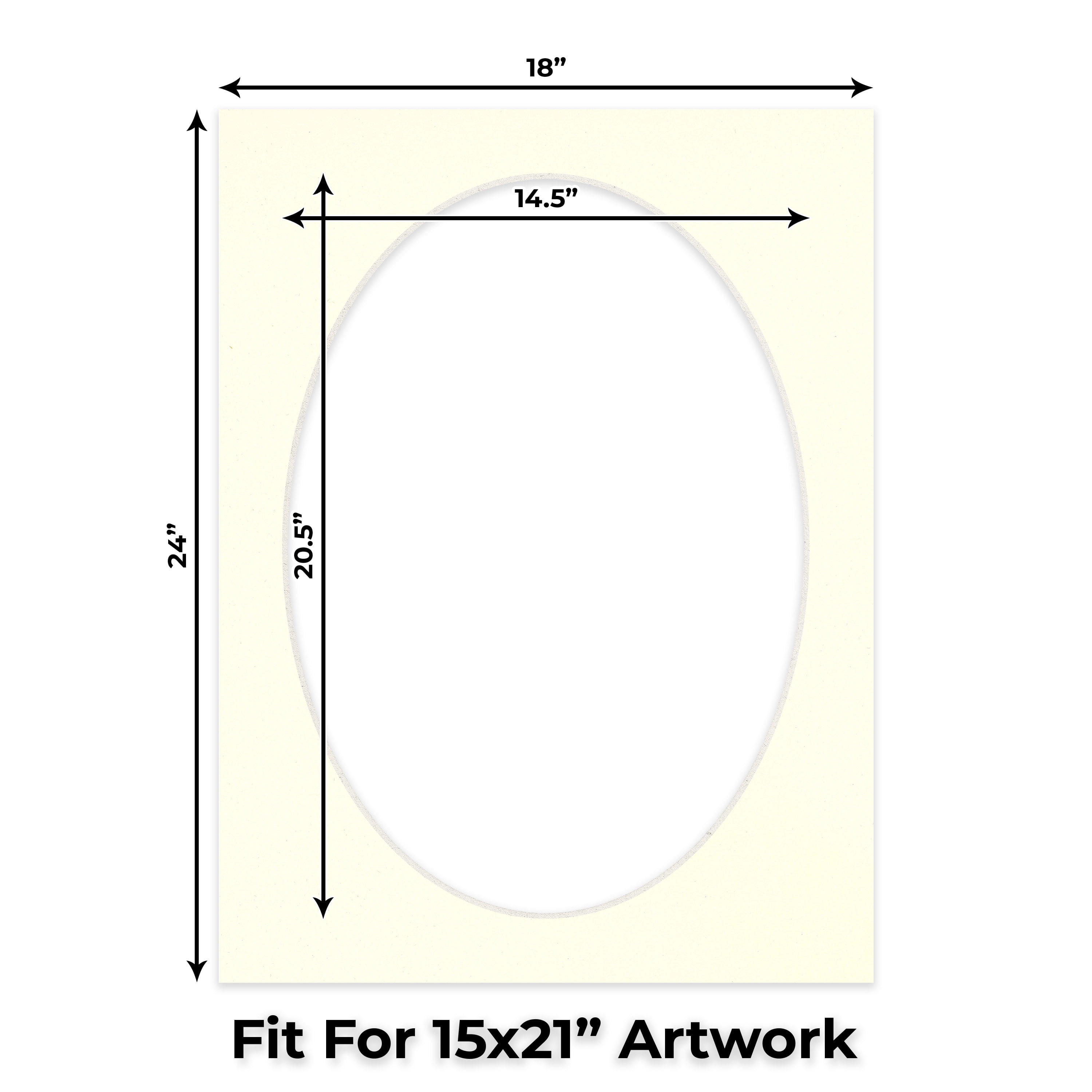 Cream Linen Picture Frame Mat for 18x24 Frames - Oval Opening for 15x21 Photos - 25 Mats