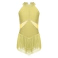 thumbnail image 3 of Aislor Girls Kids Sparkle Rhinestone Sleeveless Fringe Tassel Latin Dance Dress Performance Yellow 14, 3 of 7