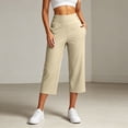 thumbnail image 2 of Babaley Womens Capri Pants High Waisted Stretch Side Slit Cropped Trousers Dressy Stylish Casual Office Business Work Pants, 2 of 6