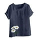 thumbnail image 4 of Vestidos Casuales Para Mujer, Blusas De Mujer De Moda Blusa informal de lino con botones y manga corta estampada para mujer, 4 of 4
