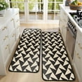 thumbnail image 4 of Kitchen Rugs Sets Of 2,Black Beige Chevron Pattern Anti Fatigue Kitchen Mat Rugs Non Slip Washable,Decorative Kitchen Floor Mats for Kitchen,Sink,Laundry,17"x47"+17"x47", 4 of 5