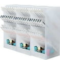 thumbnail image 2 of Desk Organizer 3 Pack, Tilted Design Makeup Brush Holder, Multi Compartment Storage Box for Art Supplies, Clear Plastic Pen Organizer Stand with 3 Sections, 2 of 6