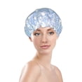 thumbnail image 3 of Kdxio White Bule Glitter Print Shower Cap for Women,Elastic and Reusable,Double Waterproof Layers Bathing Hat, 3 of 9