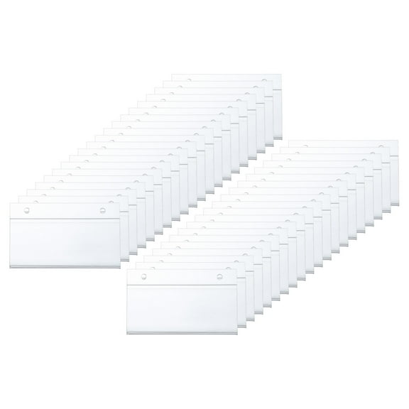 Basket Label Holder, Wire Shelf Label Holder Plastic Label Clips Reusable Shelf Sign Tags with Button Lock & Paper 3.54"x2.17"