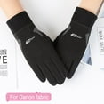 thumbnail image 3 of 1 Pair Winter Cycling Gloves Letter Printing Finger Caps Touch Screen All Fingers Great Friction Keep Warm Particle Palm Solid Color Ridding Gloves for Going Out, 3 of 10