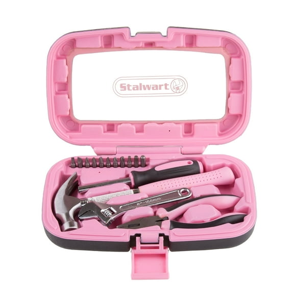 Stalwart 15-Piece Household Hand Tools Set with Carrying Case (Pink)