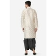 thumbnail image 2 of Royal Kurta Jacquard Silk Printed Gold Kurta Black Dhoti Set for Men, 2 of 7
