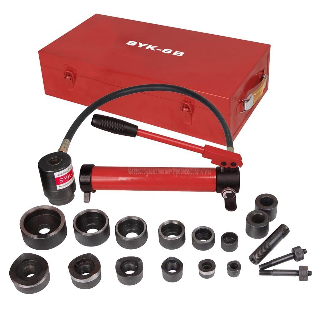Pneumatic 10 Ton Air Hydraulic Knockout Punch Drive Hole Complete Set