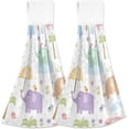 thumbnail image 2 of Coolnut Cute Elephant Hanging Towel Set of 2, Absorbent Soft Coral Velvet Hand Towel with Hanging Loop for Bathroom, Kitchen, Home Decor, 14 x 18 Inch Washcloth Gift, 2 of 7