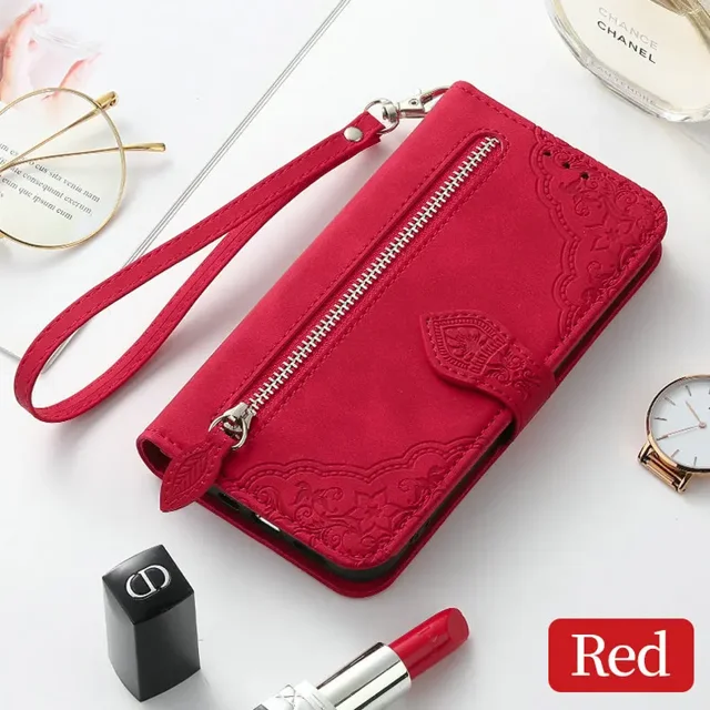 For Xiaomi Redmi Note 13 Pro Plus 5G Flip Case Zipper Wallet Leather Pouch Redmi Note 13 Pro 4G Case Phone Mi 13T Poco F6 Funda Red Poco F6 5G