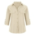 thumbnail image 4 of Kiplyki Fall Shirts for Women Long Sleeve Turndown Collar Button Shirt Tops, 4 of 8