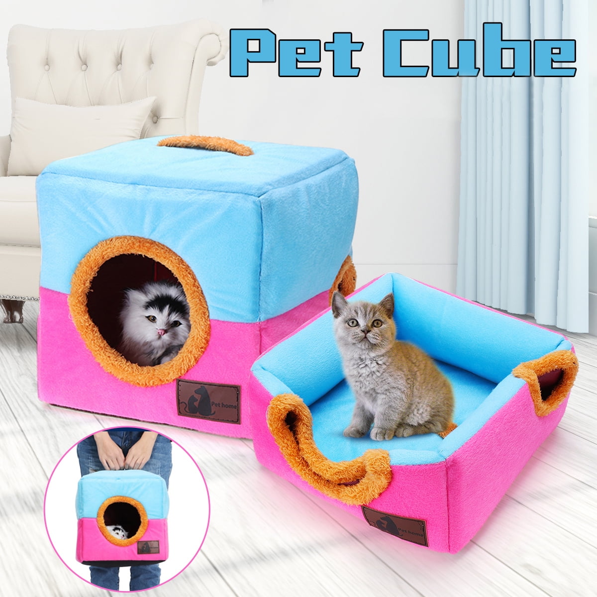 13"/11" Cat Cube Cave Nest For Small Pets Dog Cat Bed House Portable
