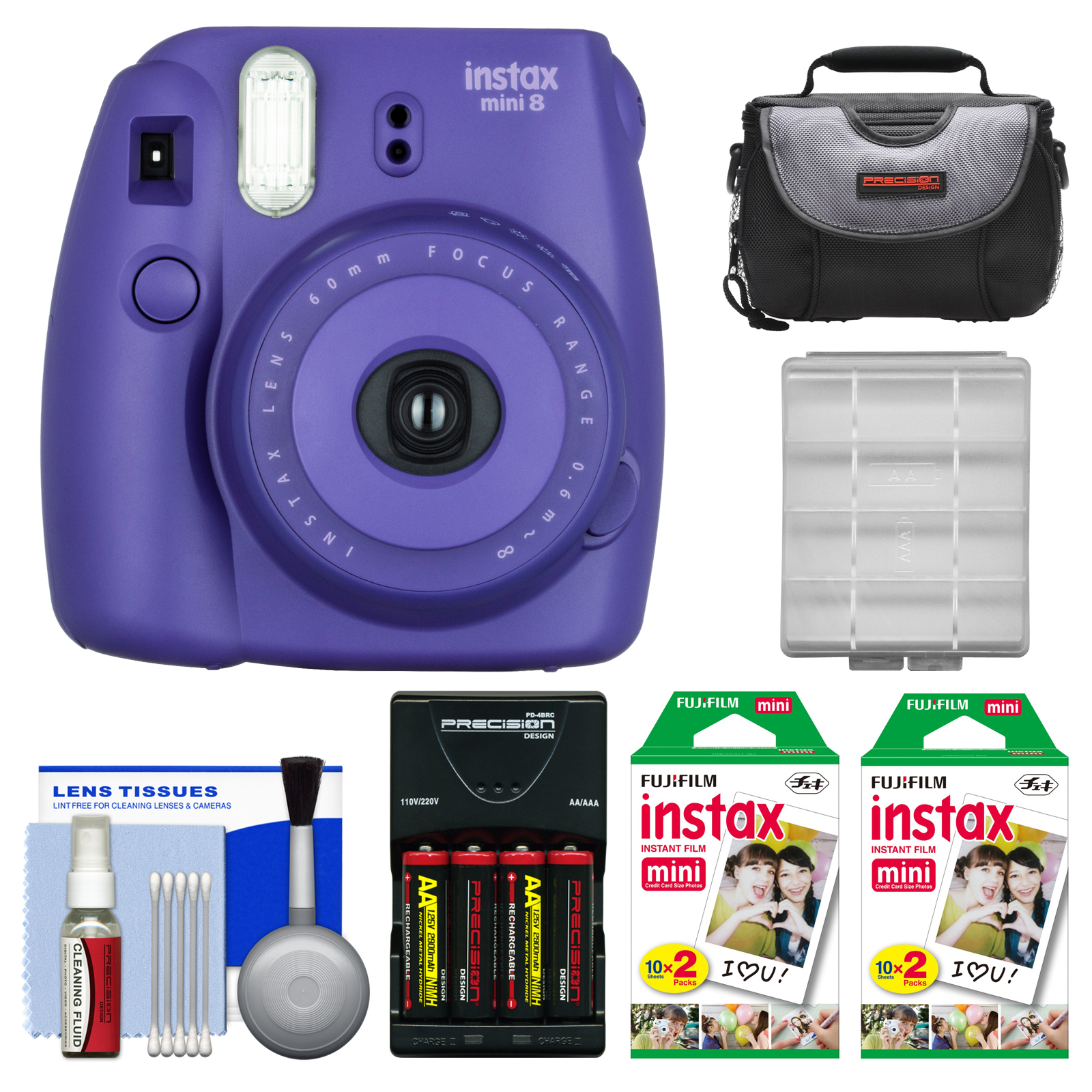Fujifilm Instax Mini 8 Instant Film Camera Grape With 40 Instant Film Case Batteries Charger Kit Walmart Inventory Checker Brickseek