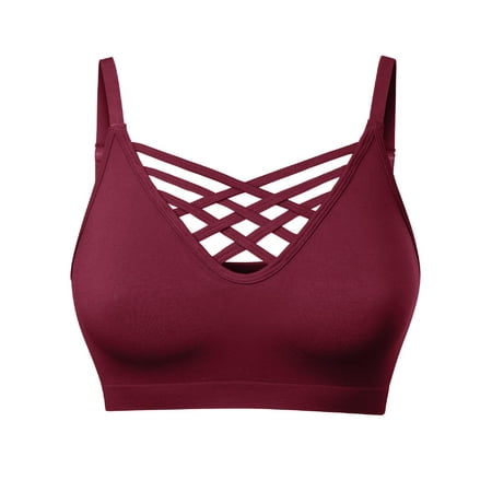 

Made by Olivia Women s Front Triple Crisscross Seamless Removable Pad Bralette