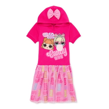 Girls Tutu Bear Costume - Hooded Velour Dress With Tulle Skirt, Tail & Ears | Cute Halloween Dress-Up